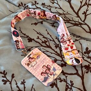 Disney Beauty and the Beast lanyard with hard cover card holder